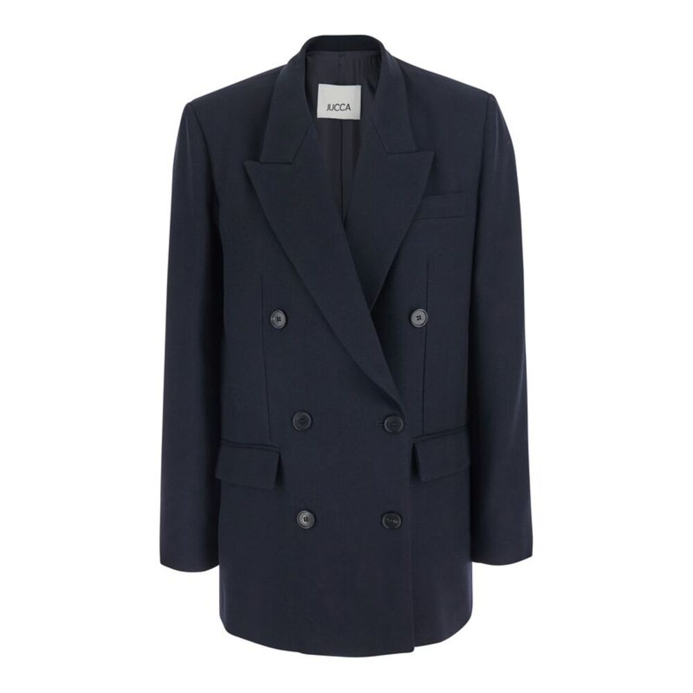 Jucca Women Double-Breasted Jacket With Elegant Details In Blue For Women
